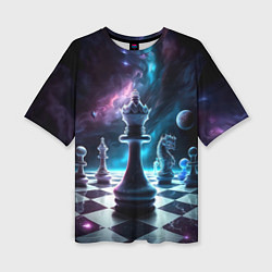 Женская футболка оверсайз Космические шахматы