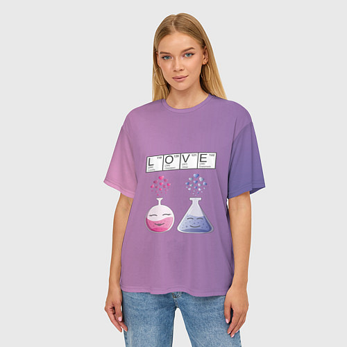 Женская футболка оверсайз Химия Любви / 3D-принт – фото 3