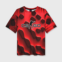 Футболка оверсайз женская CS GO black red abstract, цвет: 3D-принт