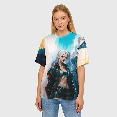 Женская футболка оверсайз Боевая девушка / 3D-принт – фото 3