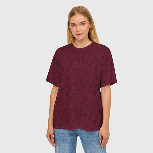 Женская футболка оверсайз Текстура тёмно-красный / 3D-принт – фото 3