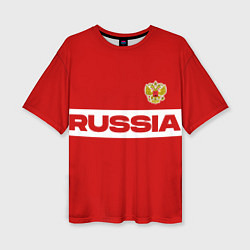 Футболка оверсайз женская Russia - красно-белый, цвет: 3D-принт
