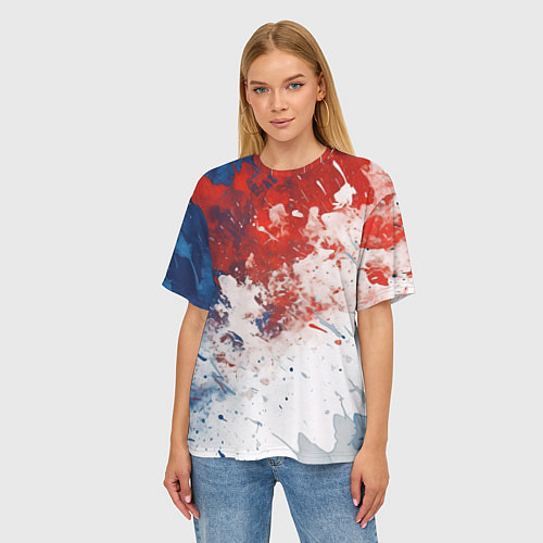 Женская футболка оверсайз Краски в цветах России / 3D-принт – фото 3