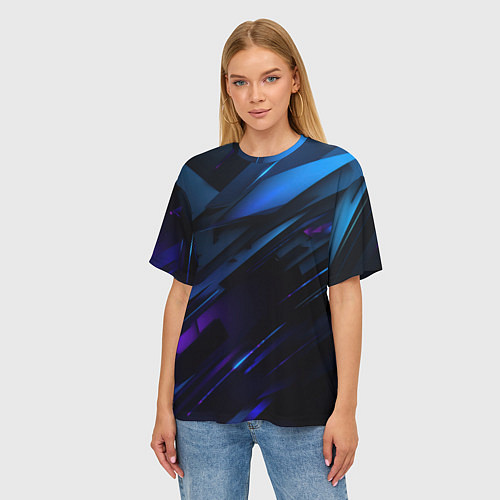 Женская футболка оверсайз Синие и фиолетовые оттенки / 3D-принт – фото 3