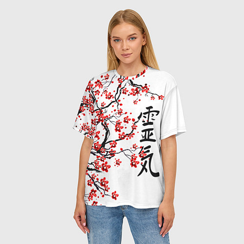 Женская футболка оверсайз Цветущее дерево сакуры / 3D-принт – фото 3