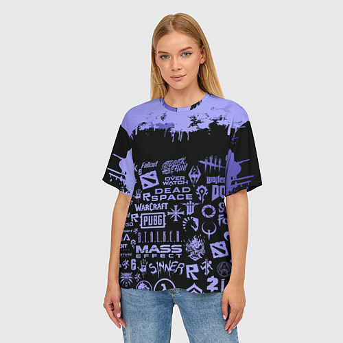 Женская футболка оверсайз Games pattern / 3D-принт – фото 3