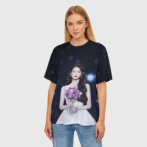 Женская футболка оверсайз АйЮ и звёздное небо / 3D-принт – фото 3