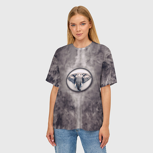 Женская футболка оверсайз Слон с хоботом / 3D-принт – фото 3