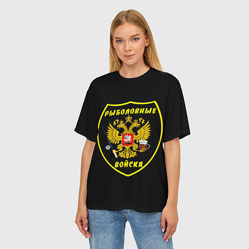 Женская футболка оверсайз Рыболовные войска - пиво / 3D-принт – фото 3