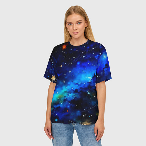 Женская футболка оверсайз Живописный космос / 3D-принт – фото 3