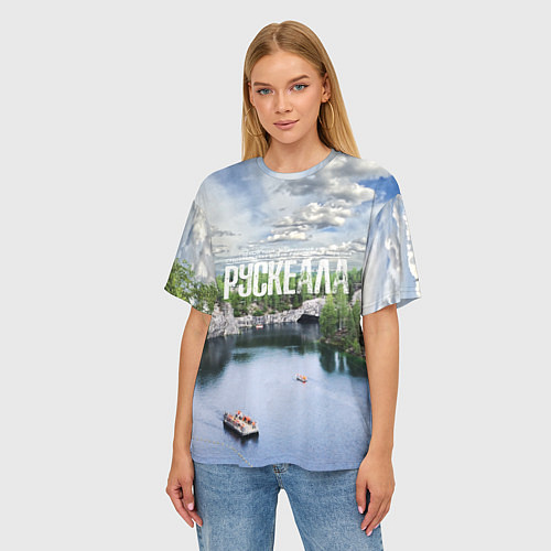 Женская футболка оверсайз Карелия горный парк Рускеала / 3D-принт – фото 3
