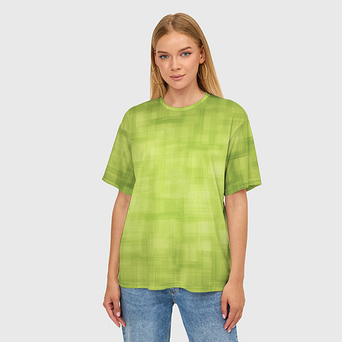 Женская футболка оверсайз Green and square / 3D-принт – фото 3