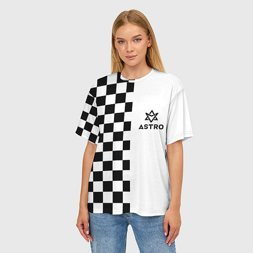 Женская футболка оверсайз Астро шахматка / 3D-принт – фото 3