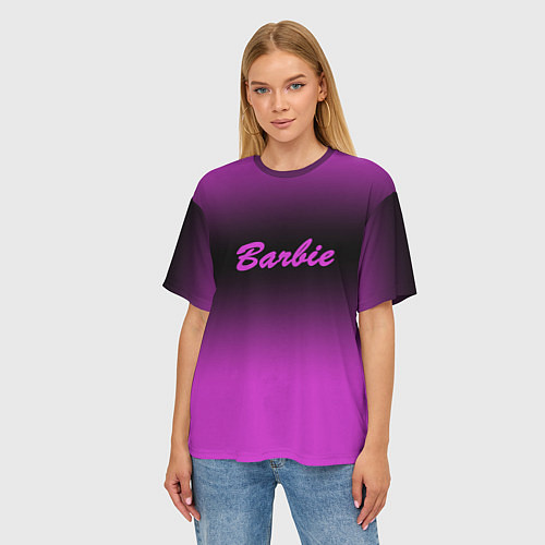 Женская футболка оверсайз Барби градиент / 3D-принт – фото 3