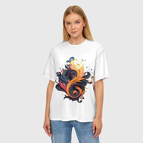Женская футболка оверсайз Пламя феникса / 3D-принт – фото 3