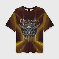 Футболка оверсайз женская Baldurs Gate 3 logo black gold, цвет: 3D-принт