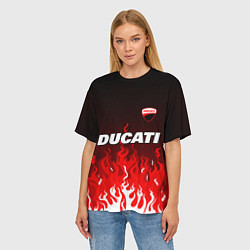 Футболка оверсайз женская Ducati- красное пламя, цвет: 3D-принт — фото 2