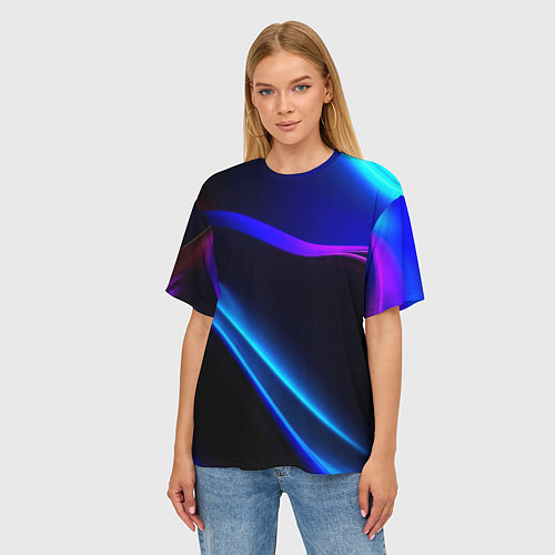 Женская футболка оверсайз Синий градиент - нейросеть / 3D-принт – фото 3