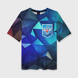 Футболка оверсайз женская Russia blue abstract, цвет: 3D-принт