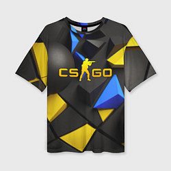 Футболка оверсайз женская CSGO blue yellow abstract, цвет: 3D-принт