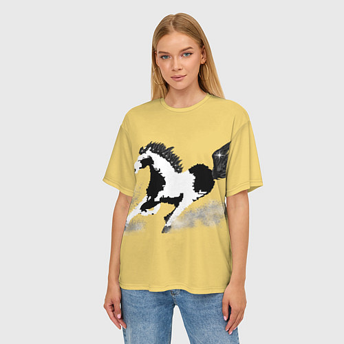 Женская футболка оверсайз Пегий конь / 3D-принт – фото 3