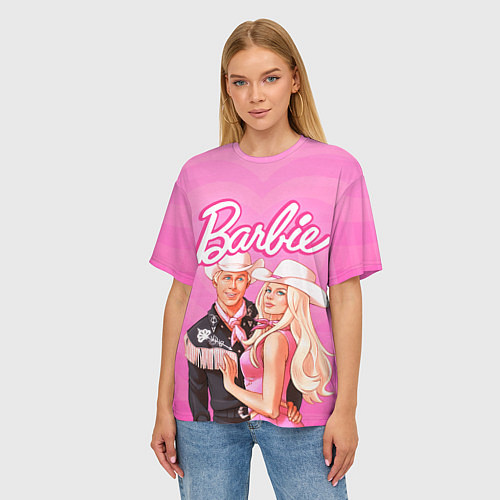 Женская футболка оверсайз Барби и Кен Фильм / 3D-принт – фото 3