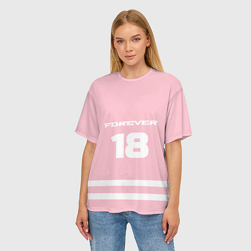 Женская футболка оверсайз Forever 18 / 3D-принт – фото 3