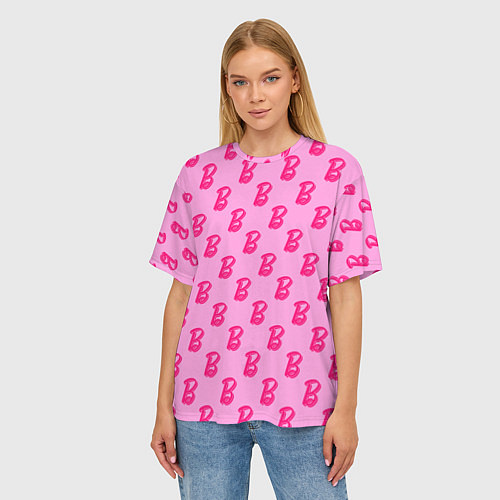 Женская футболка оверсайз Барби Фильм Текстура / 3D-принт – фото 3