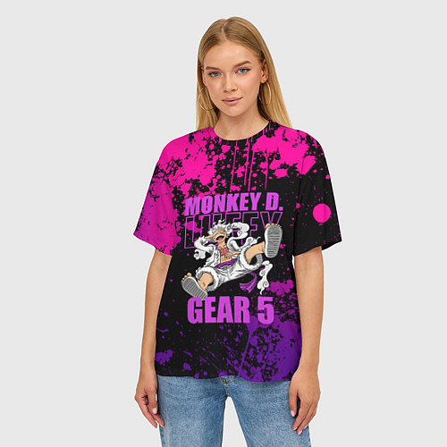 Женская футболка оверсайз One piece - пурпурный гир 5 / 3D-принт – фото 3