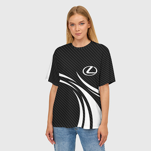 Женская футболка оверсайз Lexus - carbon line / 3D-принт – фото 3