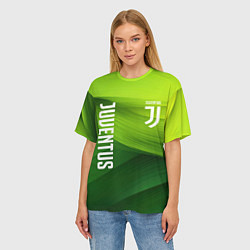 Футболка оверсайз женская Ювентус лого на зеленом фоне, цвет: 3D-принт — фото 2