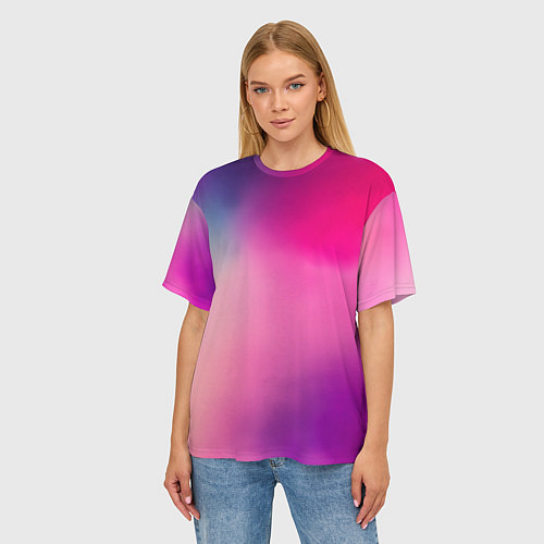 Женская футболка оверсайз Футболка розовая палитра / 3D-принт – фото 3