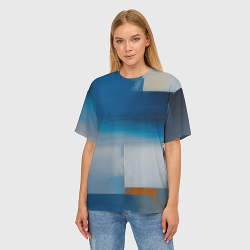 Женская футболка оверсайз Синяя палитра / 3D-принт – фото 3