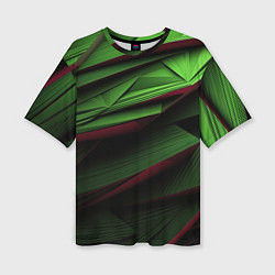 Футболка оверсайз женская Зеленые абстрактные полосы, цвет: 3D-принт