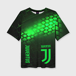 Женская футболка оверсайз Juventus green logo neon