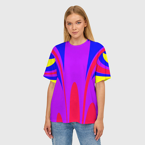 Женская футболка оверсайз Яркий цветной мотив / 3D-принт – фото 3