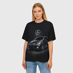 Футболка оверсайз женская Mercedes black, цвет: 3D-принт — фото 2