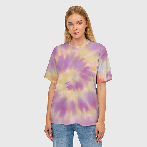 Женская футболка оверсайз Tie-Dye дизайн / 3D-принт – фото 3