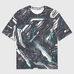 Футболка оверсайз женская Киберанк полосы, цвет: 3D-принт