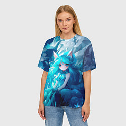 Футболка оверсайз женская Снежная лиса в стиле аниме, цвет: 3D-принт — фото 2
