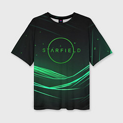 Футболка оверсайз женская Starfield green logo, цвет: 3D-принт