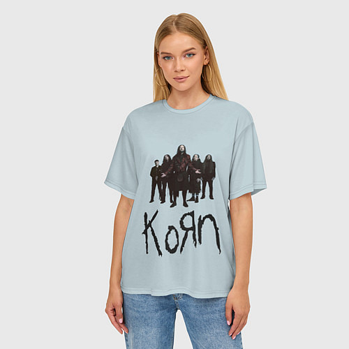 Женская футболка оверсайз Korn band / 3D-принт – фото 3