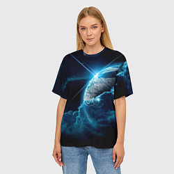 Футболка оверсайз женская Космос и сияющая планета, цвет: 3D-принт — фото 2