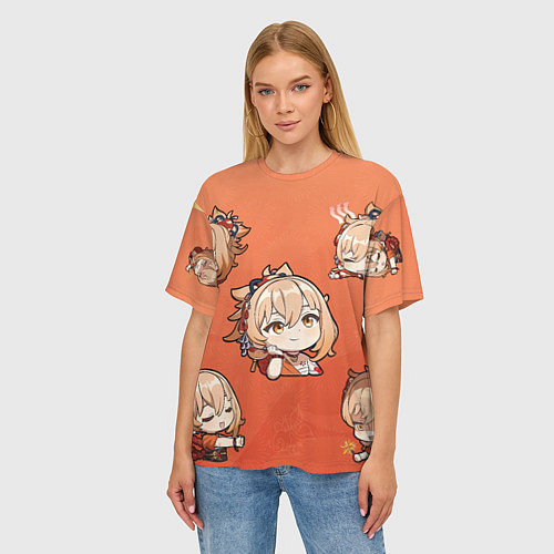 Женская футболка оверсайз Chibi Yoimiya Genshin Impact / 3D-принт – фото 3