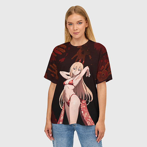 Женская футболка оверсайз Пауэр в бикини / 3D-принт – фото 3