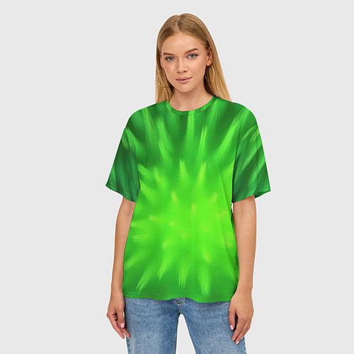 Женская футболка оверсайз Зеленый взрыв / 3D-принт – фото 3
