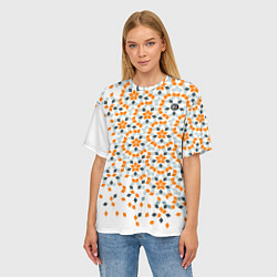 Футболка оверсайз женская Плитки Пенроуза в оранжево серой палитре, цвет: 3D-принт — фото 2