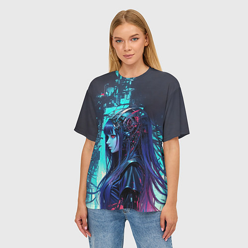 Женская футболка оверсайз Кибернетическая предсказательница / 3D-принт – фото 3