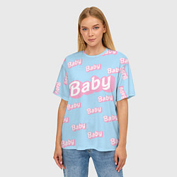 Футболка оверсайз женская Baby - Barbie style: blue pattern, цвет: 3D-принт — фото 2