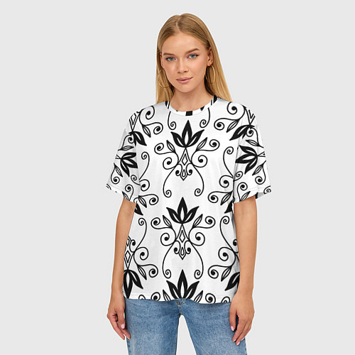 Женская футболка оверсайз Royal Lily - pattern / 3D-принт – фото 3